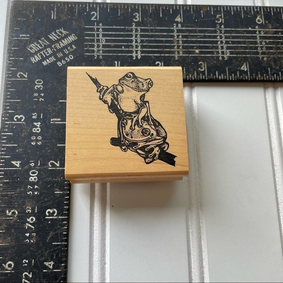 Vintage Wood Block Rubber Stamp Hamilton Arts Frog Toad Set Animal - Picture 5 of 7